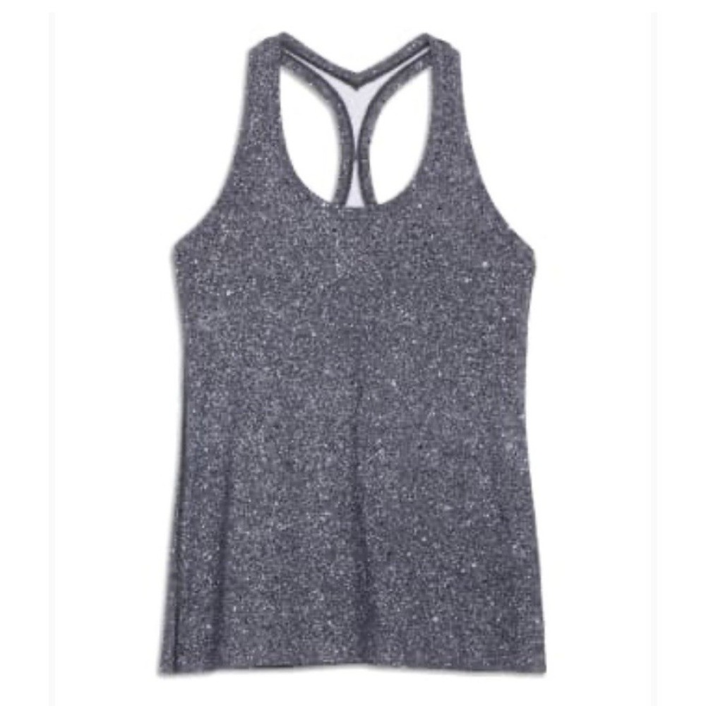 Lululemon Cool Racerback Tank Top Nulu Heather Gray Black Women's Sz 6/8